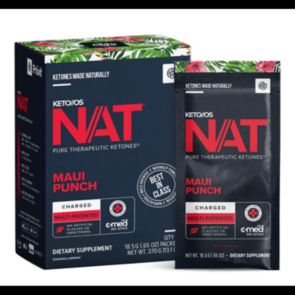 Unopened box of NAT Ketones Maui Punch Charged